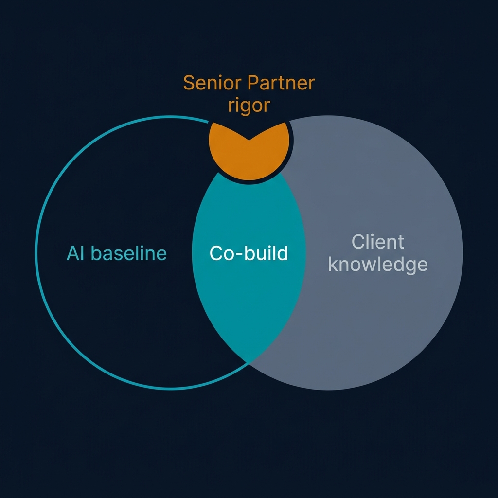 Co-Build: Why AI Alone and Clients Alone Both Produce Garbage — Infoscend Knowledge Centre essay illustration
