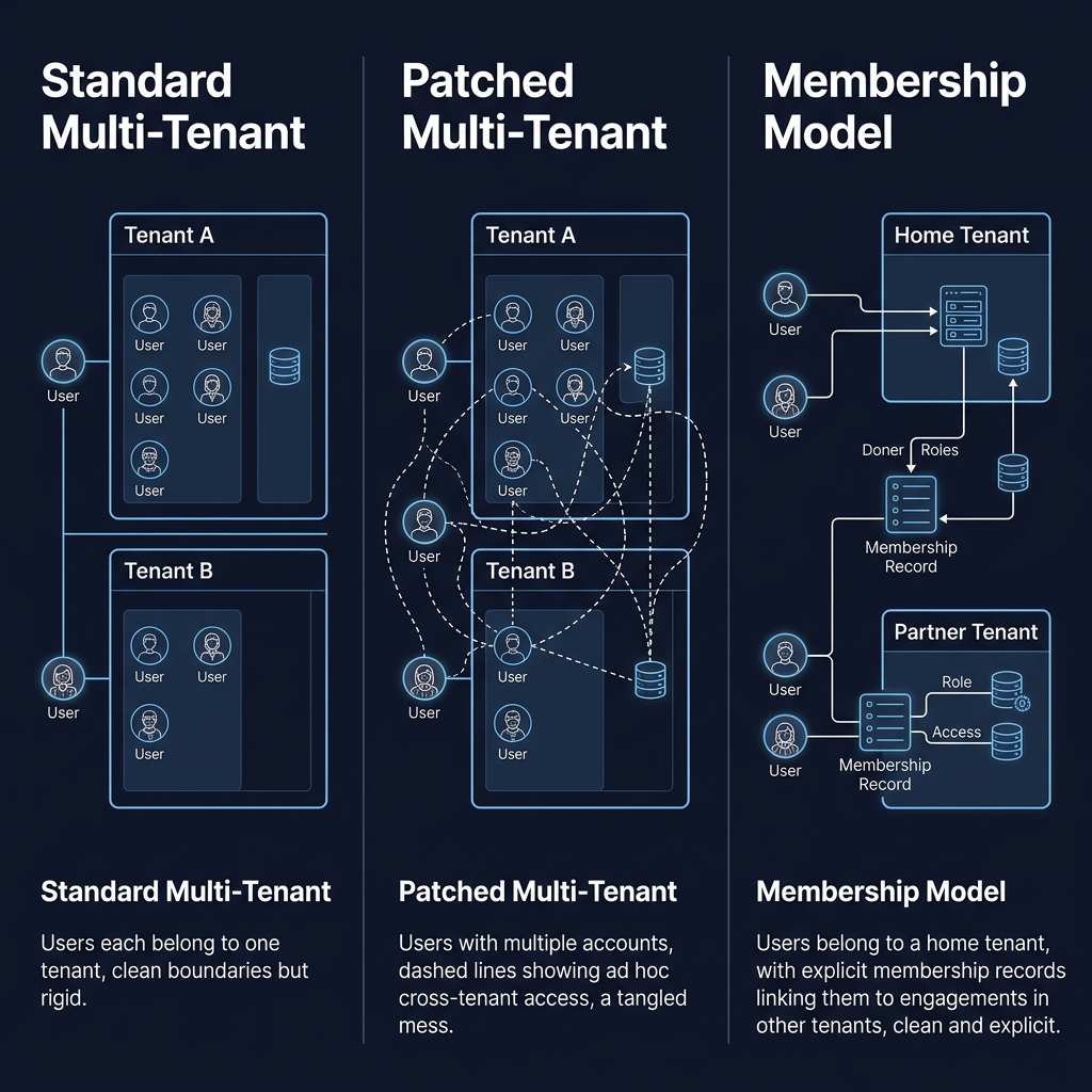 Cross-Tenant Access Is a Real Schema Problem, Not a UX Bug — Infoscend Knowledge Centre essay illustration